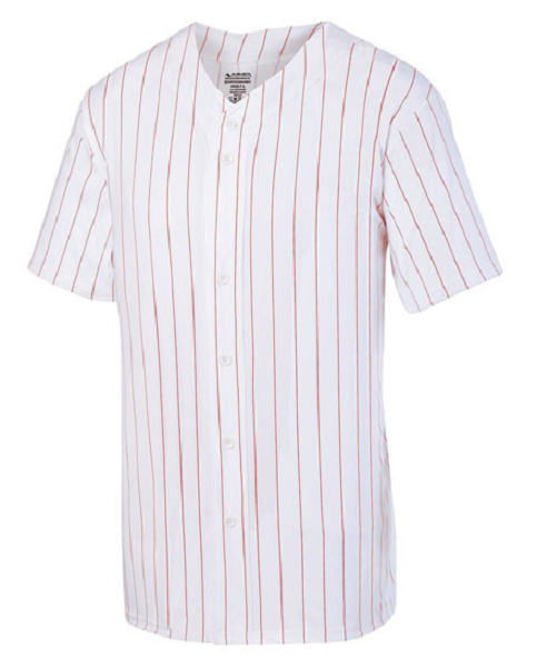 Full customized design : Adult Pinstripe Full Button Baseball Jersey - Design Online or Buy It Blank
